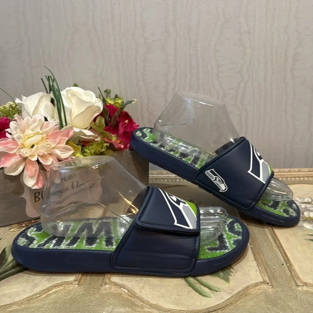 FOCO Seattle Seahawks NFL Unisex Gel Slides Flip Flops Sandals Sz S M:7/8 W:8/9